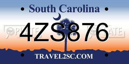 4ZS876 South Carolina License Plate