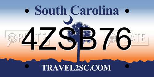 4ZSB76 South Carolina License Plate