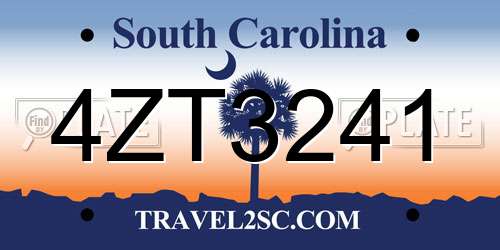 4ZT3241 South Carolina License Plate
