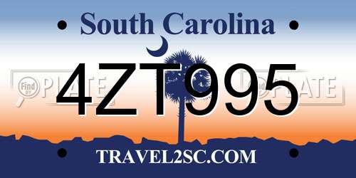4ZT995 South Carolina License Plate