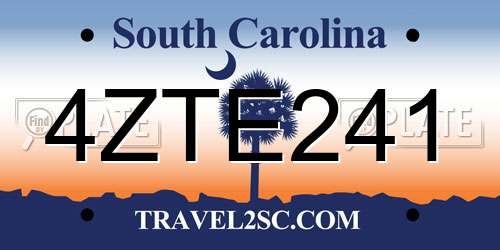 4ZTE241 South Carolina License Plate