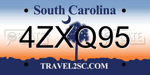 4ZXQ95 South Carolina License Plate