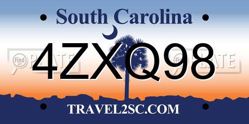 4ZXQ98 South Carolina License Plate