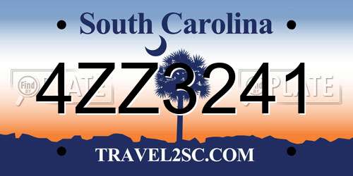 4ZZ3241 South Carolina License Plate