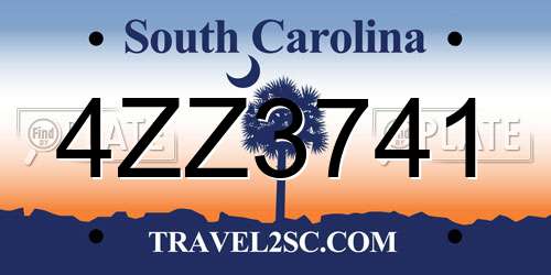 4ZZ3741 South Carolina License Plate