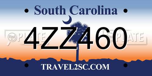4ZZ460 South Carolina License Plate