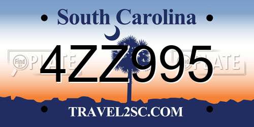 4ZZ995 South Carolina License Plate