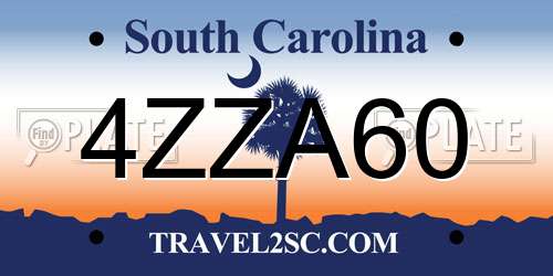 4ZZA60 South Carolina License Plate