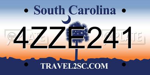 4ZZE241 South Carolina License Plate