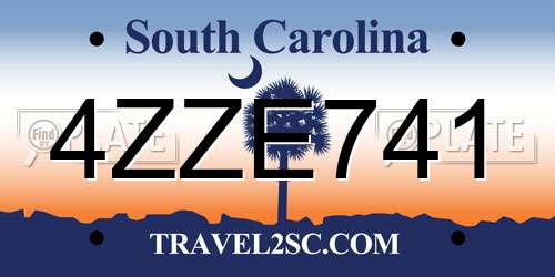4ZZE741 South Carolina License Plate