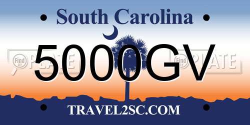5000GV South Carolina License Plate