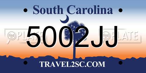 5002JJ South Carolina License Plate