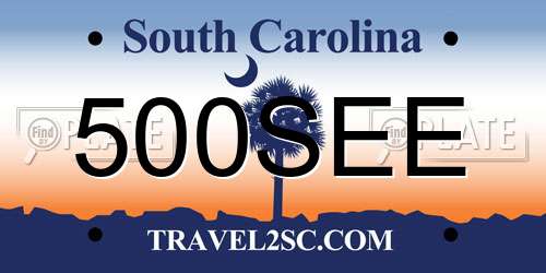 500SEE South Carolina License Plate
