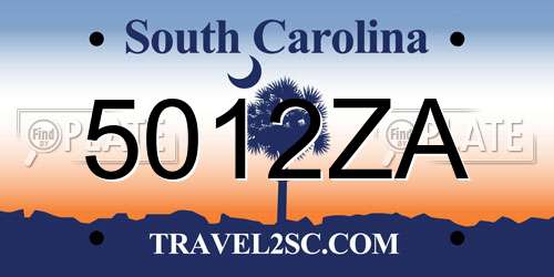5012ZA South Carolina License Plate