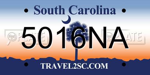 5016NA South Carolina License Plate