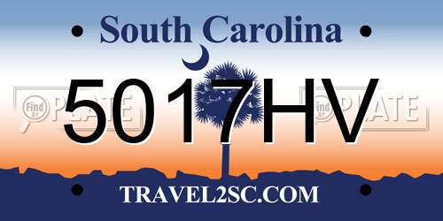 5017HV South Carolina License Plate
