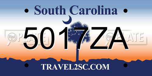 5017ZA South Carolina License Plate