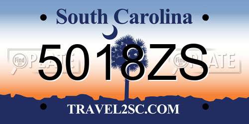 5018ZS South Carolina License Plate