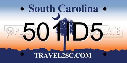 501ID5 South Carolina License Plate