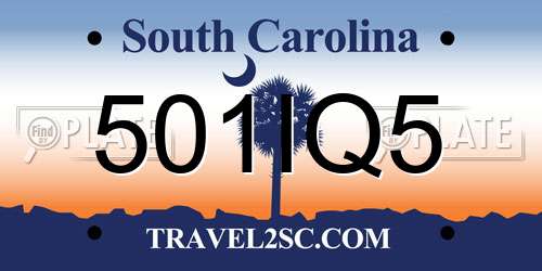 501IQ5 South Carolina License Plate