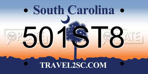 501ST8 South Carolina License Plate