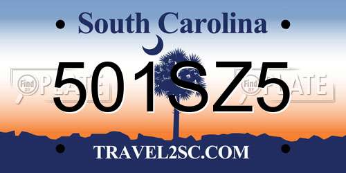 501SZ5 South Carolina License Plate
