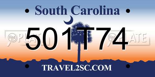 501T74 South Carolina License Plate