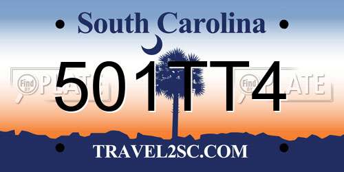 501TT4 South Carolina License Plate