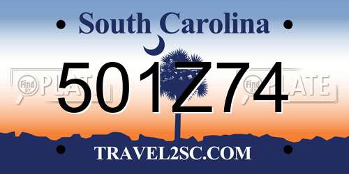 501Z74 South Carolina License Plate