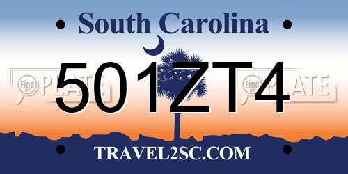 501ZT4 South Carolina License Plate