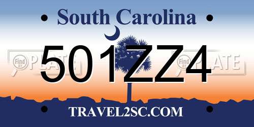 501ZZ4 South Carolina License Plate
