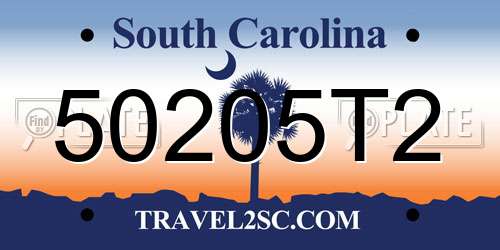 50205T2 South Carolina License Plate