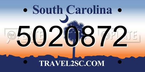 5020872 South Carolina License Plate