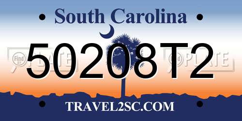 50208T2 South Carolina License Plate