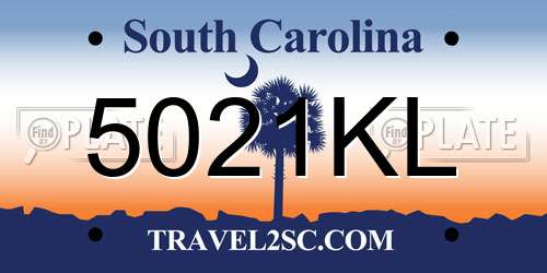 5021KL South Carolina License Plate
