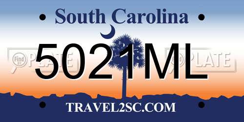 5021ML South Carolina License Plate