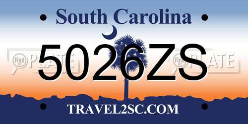 5026ZS South Carolina License Plate