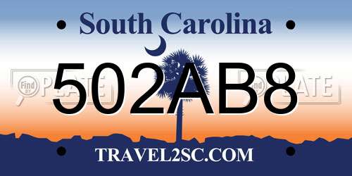 502AB8 South Carolina License Plate