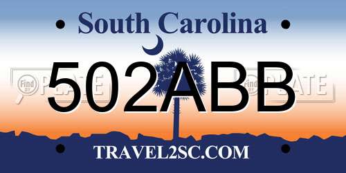 502ABB South Carolina License Plate