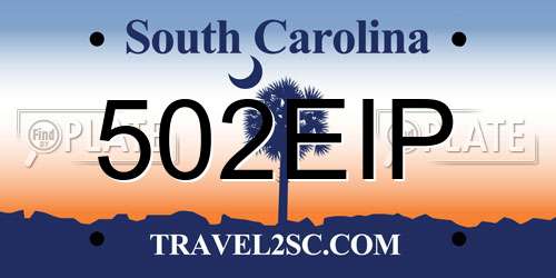 502EIP South Carolina License Plate