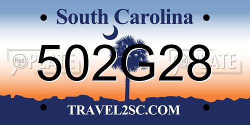 502G28 South Carolina License Plate