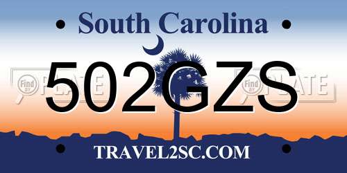 502GZS South Carolina License Plate