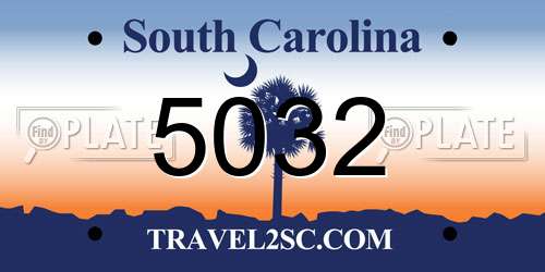 5032 South Carolina License Plate