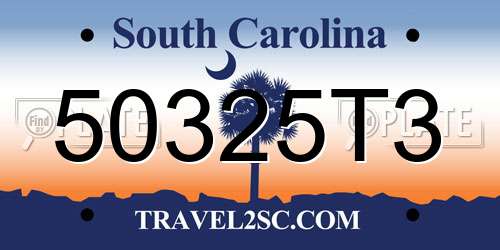 50325T3 South Carolina License Plate