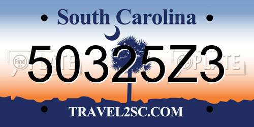 50325Z3 South Carolina License Plate