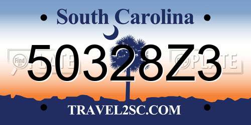50328Z3 South Carolina License Plate