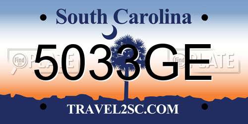 5033GE South Carolina License Plate