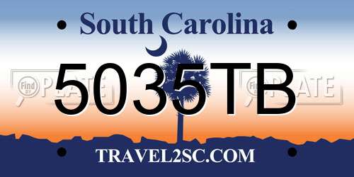 5035TB South Carolina License Plate