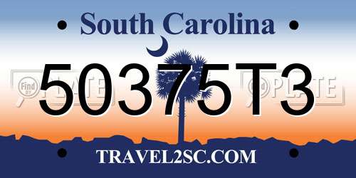 50375T3 South Carolina License Plate