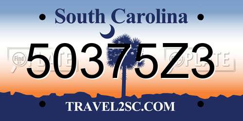 50375Z3 South Carolina License Plate